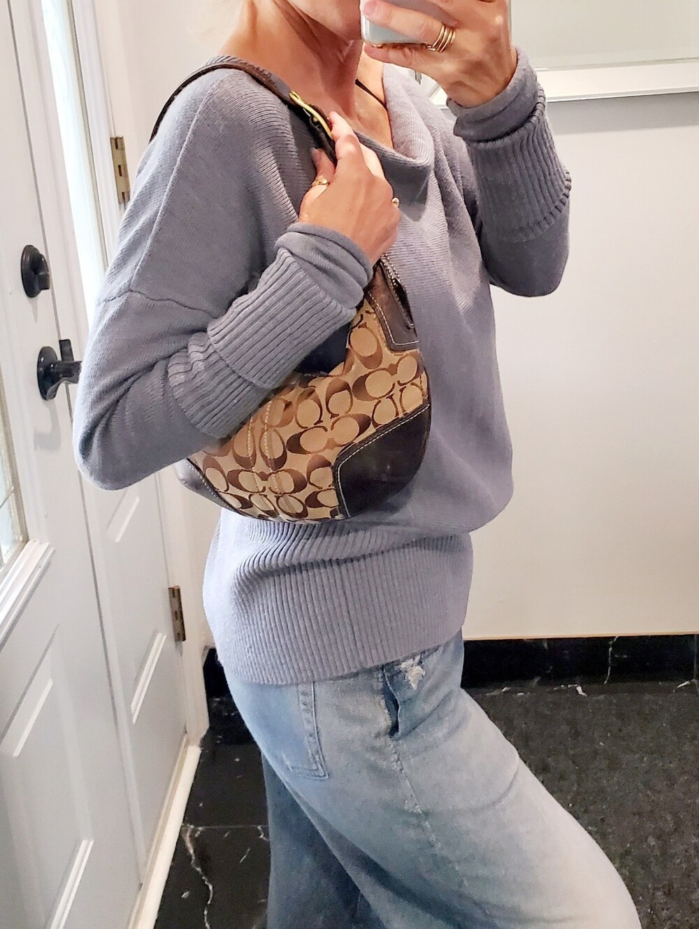 Coach Vintage Soho Signature Jacquard & Leather Hobo Shoulder Bag